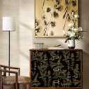 2 x Peel and Stick Wallpaper Black and Gold Wallpaper Dark Floral Contact Paper for Cabinets Bedroom Bathroom Vintage Wall Paper Removable Self Adhesive Shelf Liner Room Decor Vinyl 78"x17.3"