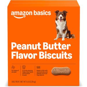 Amazon Basics Peanut Butter Flavor Biscuits Dog Treats 5 lb. Box, Best By 19 Aug 2025