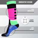 Cycling Socks for Men and Women - Breathable Crew Running Socks -Sport Sock Made for your Daily Exercise and Workouts (Small, Gas Blue-fuchsia)