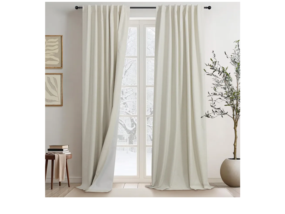 100% Blackout Elegant Curtains 95 Inch 2 Panel Set for Living Room/Sunroom Thermal Insulated Custom Curtains for Windows Boho Farmhouse Drapes Office(Ivory Cream/Off White)Hook Belt Pleated/Back Tab