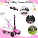 Electric Scooter for Kids Ages 3-12, Full Body Lights Up, Wide Deck, 3 Adjustable Heights, 5MPH Safe Speed, 90min Riding, Foldable 3 Wheel Electric Scooter for Kids Boys Girls Toddler