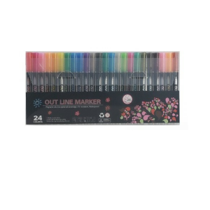 24 Colors Shimmer Outline Markers for Teen Girl Trendy Stuff, Metallic Glitter Pens Sparkle Glitter Markers Kids Age 4-14 Year Old Coloring Drawing Art Supplies Scrapbook Craft Cards Supplies 