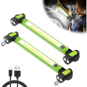 2 Pack Mechanic Work Light, 3000LM Rechargeable LED Bar, Portable, Magnetic, Hooks, SOS Flashlight