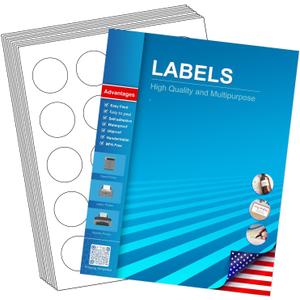 1.5" Circle Labels, Round Printable Stickers to Write On, Sticker Paper for Inkjet Printer, (20 Labels/Sheet), 30 Sheets