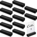 Zonon 12 Pcs Wood Place Card Holders Wooden Table Number Holder Stands Name for Wedding Party Events Exhibition Decoration Office Restaurant Business (Acrylic,Black,4.6x1.1x1 Inch)