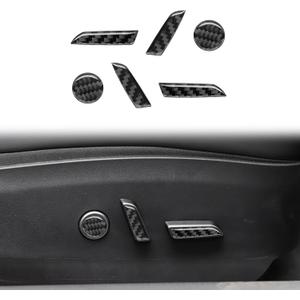 Carbon Fiber Front Seat Button Cover Trim Stickers Compatible with Tesla Model 3 2017 2018 2019 2020 2021 2022 Interior Accessories Black (Pack of 6)