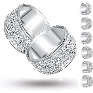 6 x Rhinestone Napkin Rings Silver Set of 6,Crystal Napkin Holder Crushed Diamond Serviette Buckles for Dinner, Wedding, Party, Holiday, Banquet,Everyday Table Setting Decor