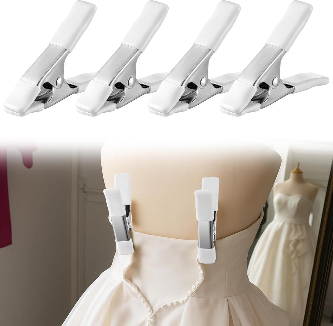 LemonRoad 4 Pack Dress Clips Clothing Clamps for Fitting Bridal Seamstress Mannequin Heavy Duty Fixed Clamp Wedding Photographer Fashion Designers Dress Makers Salespeople (4.17 Inch)