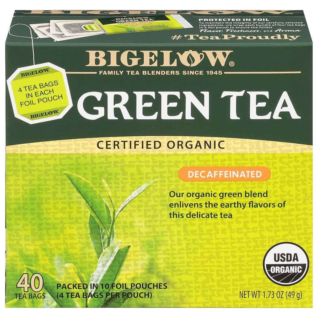 Bigelow Organic Decaffeinated Green Tea, 40 Count (Pack of 6), 240 Total Tea Bags