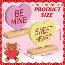 Yousoontic 6 Pcs Valentines Day Heart Wood Sign Love Heart Candy Tabletop Centerpiece Colorful Conversation Hearts Wooden Block Table Decorations for Wedding Party Office Tiered Tray Home Shelf Gift