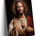 Framed Christian Wall Art, Sacred Heart of Jesus Pictures Wall Decor, Jesus Portrait Paintings Canvas Prints Religious Home Decor for Living Room Bedroom Church Prayer Room 16X24 inch