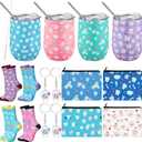 16 Pcs Dental Hygienist Gifts Bulk Include 12 oz Teeth Stainless Steel Tumbler Cosmetic Bag Tooth Shape Keychain Tooth Socks Dental Assistant Gifts for Christmas Nurse Graduation Accessories