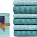 Bumble Premium Dish Cloths 13"x13" (6 Pack) | 100% Natural Ring Spun Cotton | 400 GSM | Highly Absorbent & Soft |Yarn Dyed & Solid Dyed Terry Dish Cloth Set - Aqua