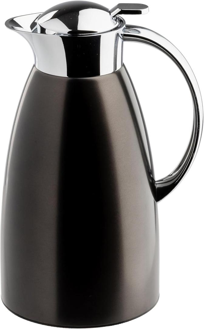 TableCraft 12682 68 oz (2L) Stainless Steel Coffee Carafe, Brushed Stainless Steel with Black PVD Finish, Vacuum Insulated, Lightweight Leak Proof Coffee Dispenser, For Cafes, Restaurants & Catering