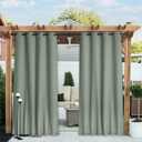 NICETOWN 2 Panels Weighted Blackout Outdoor Curtains Patio Waterproof, Thermal Insulated Top & Bottom Grommet & Back Tab Wind-Break Drapes Privacy for Pergola with Rope, W52 x L95, Sage Green