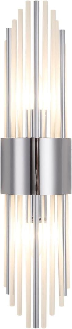 Chrome sconces Wall Set of 2, Silver Crystal Wall sconces Set of Two, Modern Wall Sconce Decoration (Set of Two) for Living Room, Bedroom, Bathroom, Vanity, Stairs, Hallway,with 4 E12 Light Sources