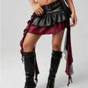 SOLY HUX Y2k Women's Faux Leather Plaid Ruffle Mini Skirt Low Waist Asymmetric Hem Outing Skirts (Black, M)