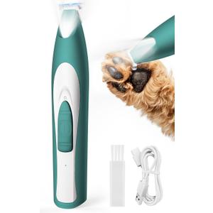 oneisall Low Noise Dog Paw Trimmer with LED Light, Paw Trimmer for Dogs 0.8inch/20mm Widen Blade, 35dB Cordless Electric Pet Paw Grooming Clippers for Paws, Ears, Face, Rump (Green)