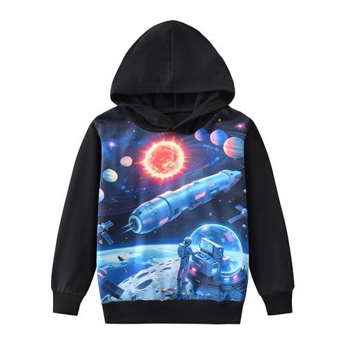 Boys Hoodie Sweatshirt Space Long Sleeve Shirt Toddler Jacket Cool Pullover Cotton Hoodies Sweatshirts Coat for Kids Size 7T