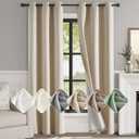 jinchan 100% Blackout Curtains for Bedroom Living Room Linen Blackout Curtains 90 Inch Long Room Darkening Curtains Linen Textured Drapes 2 Panels Window Curtains Grommet Top Heathered Beige (38"W x 90"L (Pack of 2))