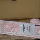 Wireless Keyboard and Mouse Combo, Reccazr 2.4G Full-Sized Keyboard and Mouse Cordless, 3 DPI Adjustable Mouse, Dual-System Keyboard for Computer/Laptop/Windows/Mac (Pink & White)
