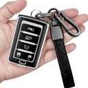 Sindeda for Jeep Key Fob Cover with Keychain Soft Full Protection Key Shell Compatible with Grand Cherokee L Grand Wagoneer 2021-2025 Smart Key 5 Buttons-B(Silver)