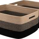 Large Storage Basket for Organizing, Woven Rope Basket for Shelves, Closet Organizer Bins for Clothes, Blanket, Toys, Baby Nursery Storage, 17.7" x 13" x 7.87", 2 Packs Black & Brown