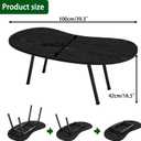 Foldable Coffee Table,Mid Century Modern Coffee Table Living Room Tables,Oval Center Table,Small Folding Coffee Tables Portable Table for Small Spaces,Living Room,Bedroom,Home,Easy Assembly,Black, 39.37" X 19.68" X 16.53"