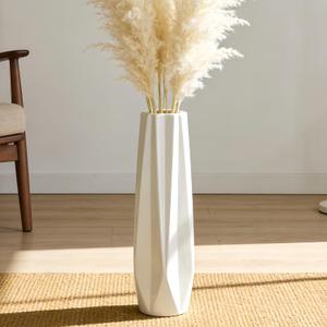 Ceramic Tall Floor Vase, White 17.7" Large Flower Vase Decorative Vases for Pampas Grass Living Room Modern Home Decor Office Bedroom Kitchen Wedding House Dcor, Gift for Wedding Housewarming
