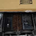 JEHONN Carpet Floor Sweeper Manual with Horsehair, Non Electric Quite Rug Roller Brush Push for Cleaning Pet Hair, Loose Debris, Lint (Black)