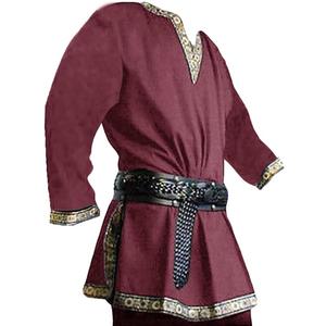 Gafeng Mens Medieval Costume Renaissance Pirate Halloween Viking Tunic Knight Cosplay Warrior LARP Shirts (XX-Large, Wind Red)