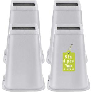 4 Pack Furniture Risers 8 Inch, Bed Risers Heavy Duty for Table Desk Couch Chair Sofa Cabinet Bed Frame Dorm, Square Table Leg Risers Lift Height 8", White