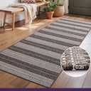 DEXI Hallway Runner Rug 3.3x6.7, Woven Braided Farmhouse Runner Carpet Indoor, Absorbent Thin Long Entryway Runners for Kitchen, Laundry Room, Patio Entrance, Striped Grey