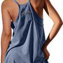 Athletic Dress for Women Hot Shot Mini Dress Onesie Oversized Romper Pockets Built-in Shorts Summer (Blue, S)