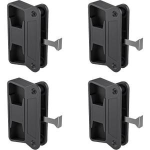 4-Pack A 201 Sliding Screen Door Handle Kit, Heavy-Duty Black Plastic Replacement Pull with Long Latch, Easy to Install Set for Patio Doors