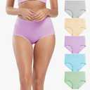 POKARLA Womens Cotton Underwear High Waist Full Coverage Briefs Soft Breathable Postpartum Panties Stretch Underpants 5 Pack, Size XL