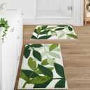 Gibelle Green Bathroom Rug Set 2 Piece, Non-Slip Strong Water Absorbent Plush Microfiber Bath Mat Rug Set, Machine Washable Bathroom Floor Mat Cute Shower Bathmat Indoor Doormat (18"x26"+20"x32")