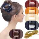 RC ROCHE ORNAMENT 6 Pcs Flat Hair Clips Round Square French Secure Strong Hold Grip Barrettes for Thick Hair Womens Styling Plastic Curve No Slip Accessories Claw Clamp, Large Black & White (1 Count (Pack of 6))