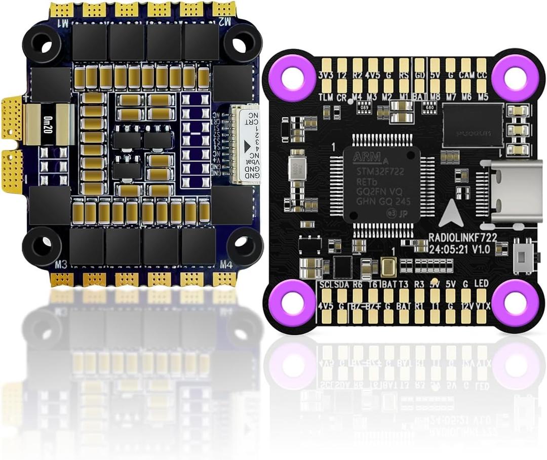 Radiolink F722 Flight Controller Stack 3-6S 31x31mm, Flight Controller with 4in1 55A ESC Board Integrated OSD Module for 2-8 axis Multi Rotor, FPV Drone and Fixed Wing Plane