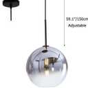 Gradient Color Glass Pendant Light,Modern Glass Hanging Light Chaniler Light (Silver, 25cm)