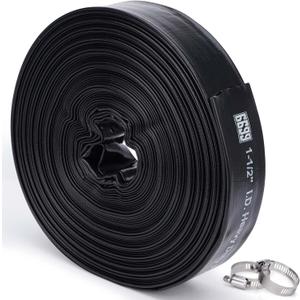 Discharge Hose 1-1/2-Inch by 100-Foot Sump Pump With 2pcs SUS 304 Clamps for Pool Backwash, Draining/Removing Water - Lay Flat 1500