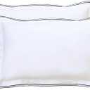 Set of 2 Elegant Embroidery Pillowcases, King Size, 100% Cotton - White Good Feeling Shams, Elegant Trims, Softer and Breathable Pillow Covers, 20x36 inches