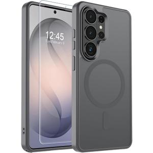 SUPFINE Magnetic for Samsung Galaxy S26 Ultra Case with Screen Protector, (Built-in Magnets) (Military Grade Drop Protection) Slim Translucent Shockproof Phone Case,Titanium Gray