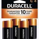 Duracell Coppertop C Batteries, 4 Count Pack, C Battery with Long-lasting Power, All-Purpose Alkaline C Battery for Household and Office Devices