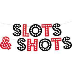 Casino Themed Glitter Banner  Las Vegas Birthday and Bachelorette Party Decorations  Poker Party Garland, Favors and Supplies