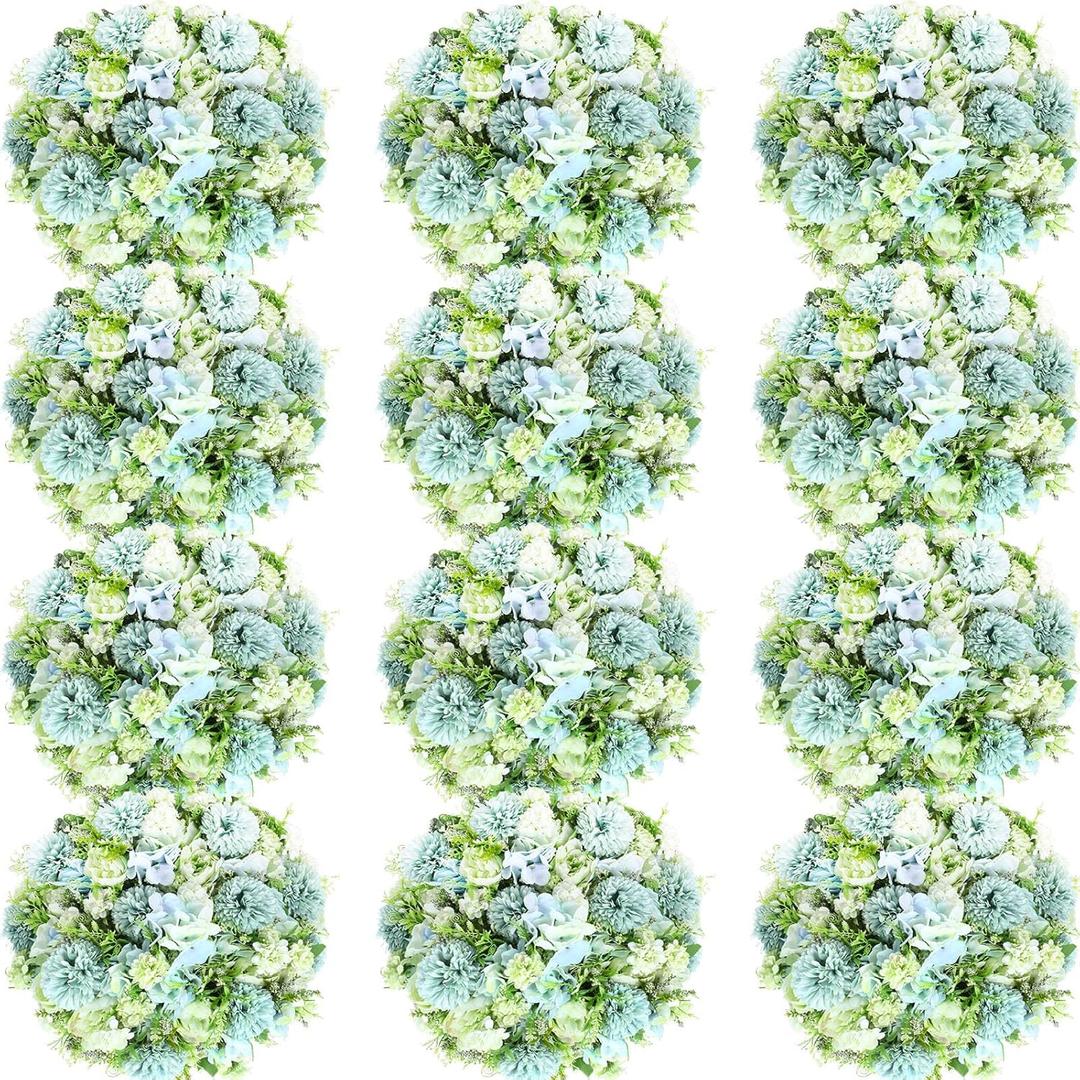 Tigeen Artificial Flowers Artificial Peonies Silk Flowers Faux Peony Fake Peony Silk Hydrangea Bouquet for Wedding Table Centerpiece Floral Vase Decor(White Green,12 Bundles)