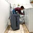 CHICVITA Rolling Laundry Basket with Wheels,75L Large Collapsible Laundry Hamper with Removable Wash Bag Space for Corner Dorms, Grey