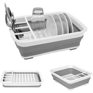Collapsible Dish Drying Rack Portable Dish Drainer Dinnerware Organizer for Kitchen RV Campers Storage