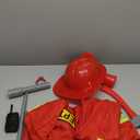Avady Firefighter Costume for Kids Fireman Costume Fire Chief Dress Up Birthday Party Halloween Costumes, 9-10 Years, Red