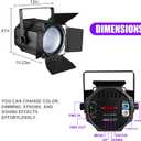 COB Stage Lights with Barn Doors, COB Par Light 200W LED RGBWAUV DMX512 Master-Slave Sound DJ Lighting Spotlight Fresnel for Church Concert Wedding (6-Colors Style, 2)